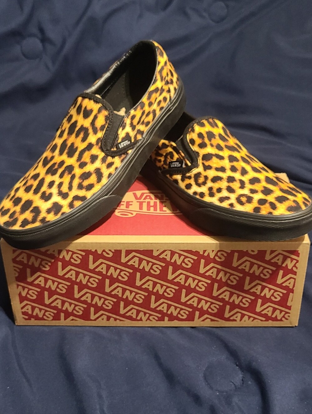 Vans Leopard Print Slip-Ons, New In Original Box! Men 7/Women 8.5